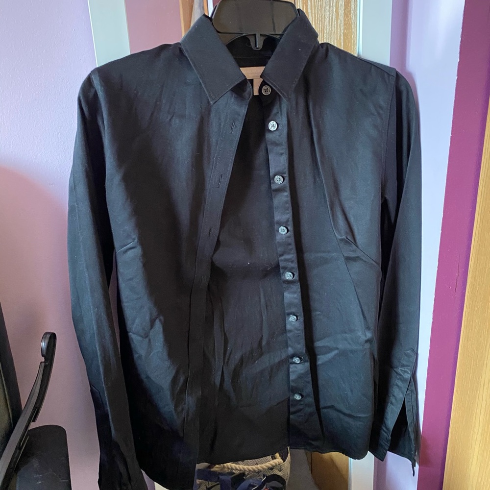 BANANA REPUBLIC non-iron fitted black button down